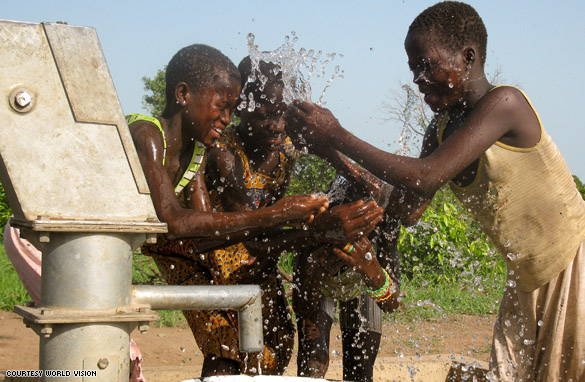 Many women who could not farm when they suffered from 'ona' (guinea worm) are now healthier and stronger and farming because of the clean water they can get from the new borehole. The Chairman of the Water and Sanitation Committee also suffered from guinea worm but is now engaged in large scale farming and supporting his children's education.  SHARE assignment: s090243-2 Summary: Chakun, which had the highest number of guinea-worm cases in the district is booming after World Vision drilled a borehole. Africa digital color horizontal